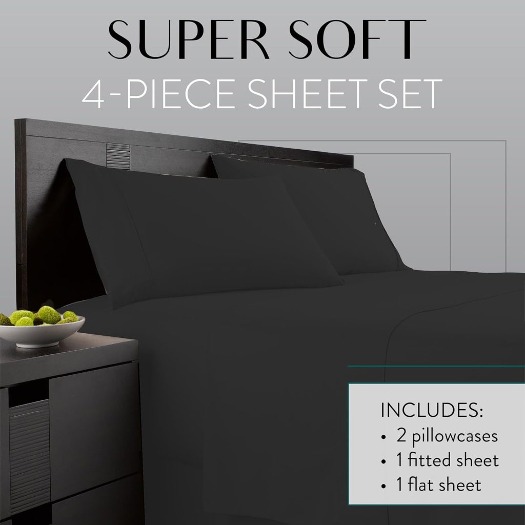Danjor Linens 4-Piece Premium Bed Sheets Twin Black