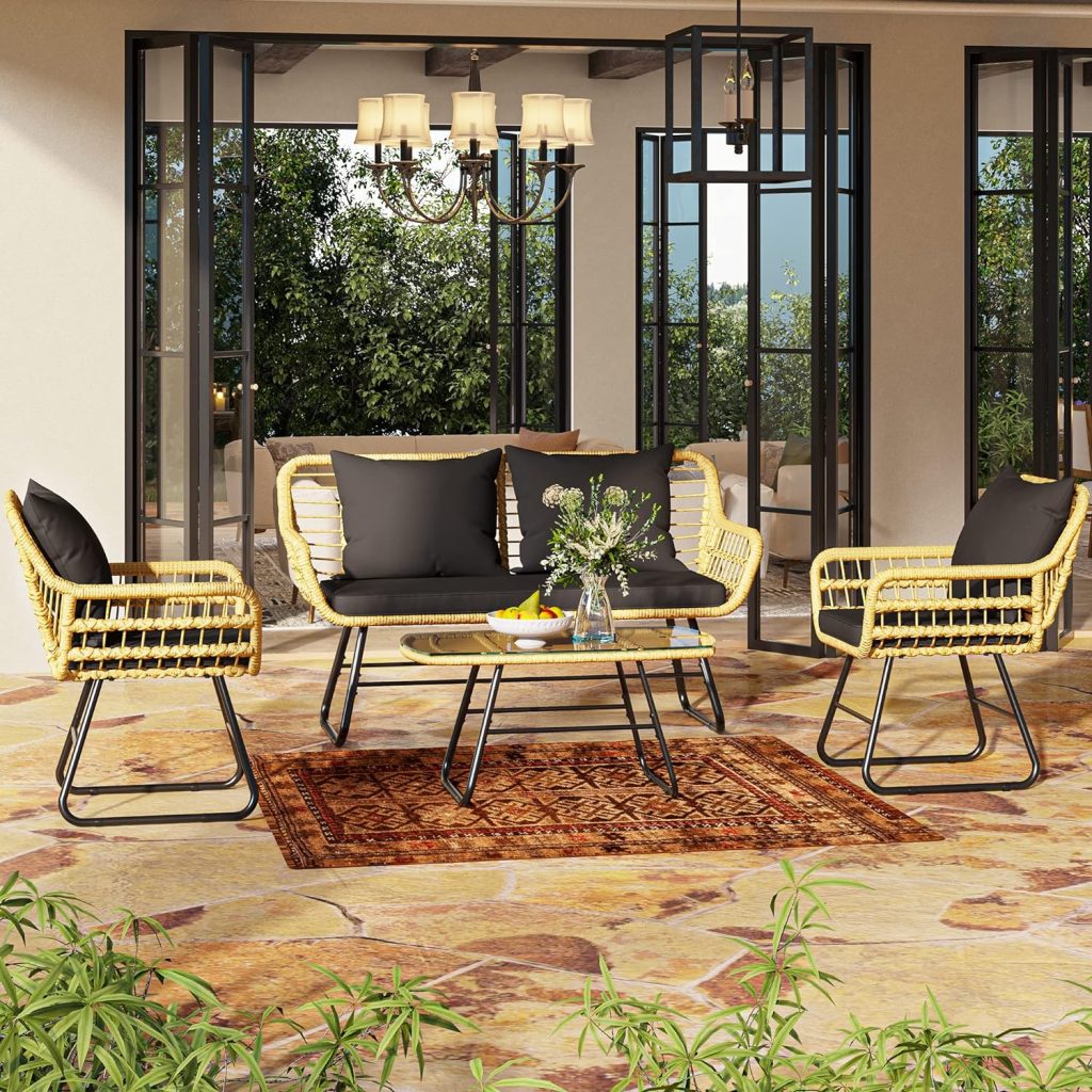 YITAHOME 4-Piece Patio Furniture Wicker Outdoor Bistro Set Review 1