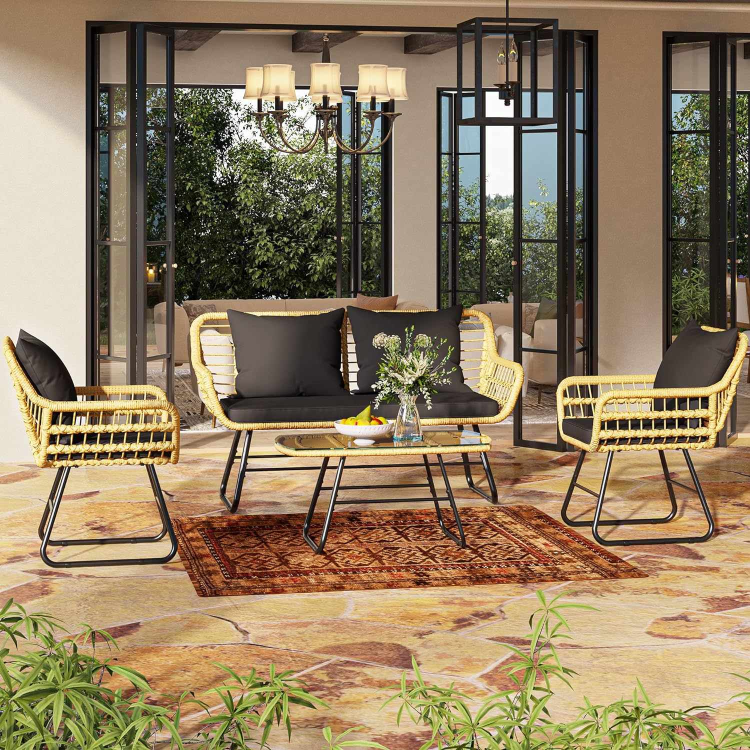 YITAHOME 4-Piece Patio Furniture Wicker Outdoor Bistro Set Review ...