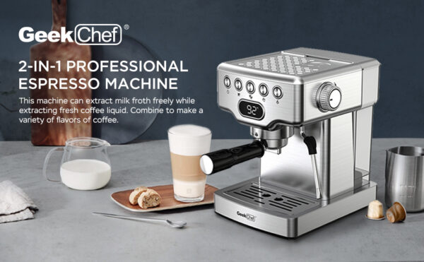 Brew Like a Barista at Home: Geek Chef 20-Bar Espresso Machine with Milk Frother