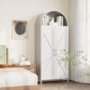 Metal Arched Kitchen Pantry Cabinet,Arched Storage Cabinet,Arch Bookcase With Doors&Adjustable Shelves&Handles For Home Assemble Require, White