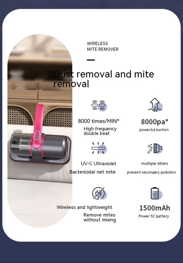 1739526124410638336.jpg Wireless UV Mattress Vacuum Cleaner – Rechargeable Bed Mite Remover with Sterilization & Dehumidification, Low Noise Anti-Allergy Cleaner